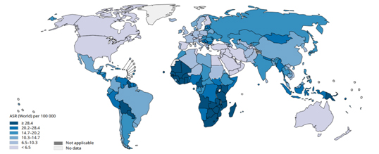 mapa epidemiologia cervix